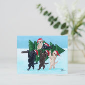 Kerstboom Labradors in het sneeuwveld Feestdagenkaart (Staand voorkant)