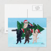 Kerstboom Labradors in het sneeuwveld Feestdagenkaart (Voorkant / Achterkant)