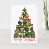 Kerstboom Labradors Vier Vakantiewenskaarten Feestdagen Kaart (Voorkant)