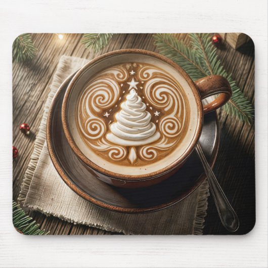 Kerstboom latte muismat (Voorkant)