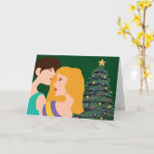 Kerstboom Lesbian Couple Art prachtig Kaart (Gele Bloem)