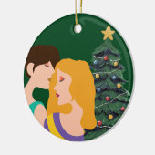 Kerstboom Lesbian Couple LGBT Keramisch Ornament (Links)