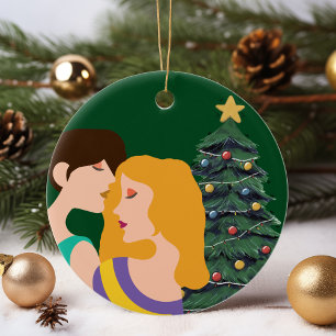 Kerstboom Lesbian Couple LGBT Keramisch Ornament