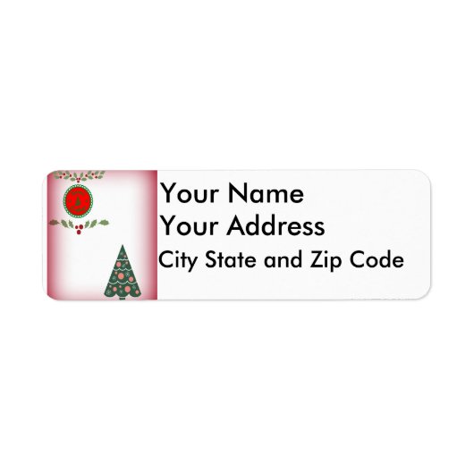 Kerstboom Levendige Groene Grens en Holly Etiket (Voorkant)