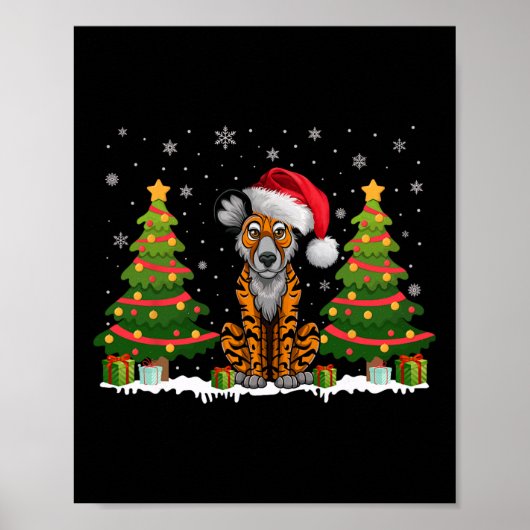 Kerstboom Licht Afrikaanse Wilde Hond Kerstman Hoe Poster (Voorkant)