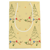 Kerstboom Licht Geel Middelgrote Gift Bag Medium Cadeauzakje (Voorkant)