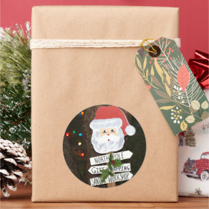 kerstboom licht noordpool op ronde sticker