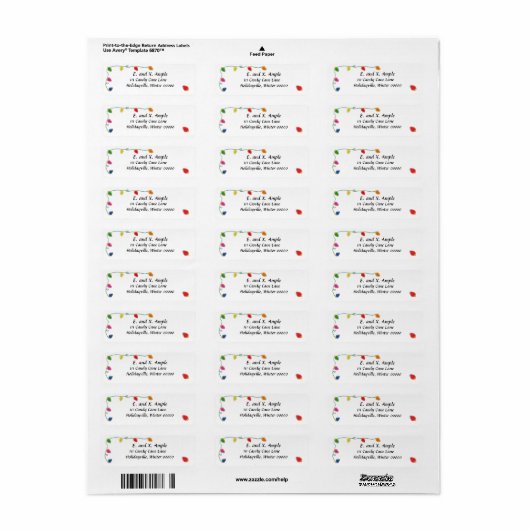 Kerstboom licht retour adres labels (Full Sheet)