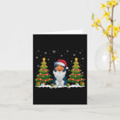 Kerstboom Licht Rough Collie Dog Santa Hat Kerstmi Kaart (Gele Bloem)