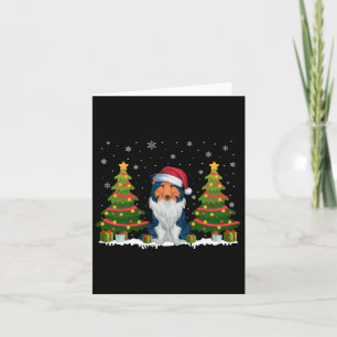 Kerstboom Licht Rough Collie Dog Santa Hat Kerstmi Kaart