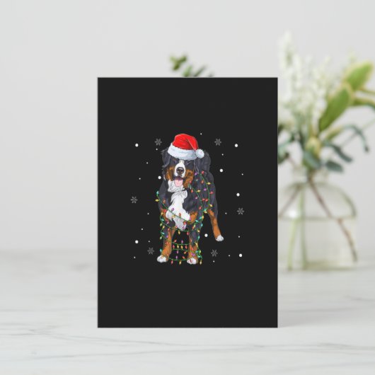 Kerstboom Licht Santa Bernese Berghond Kerstmis Kaart (Staand voorkant)