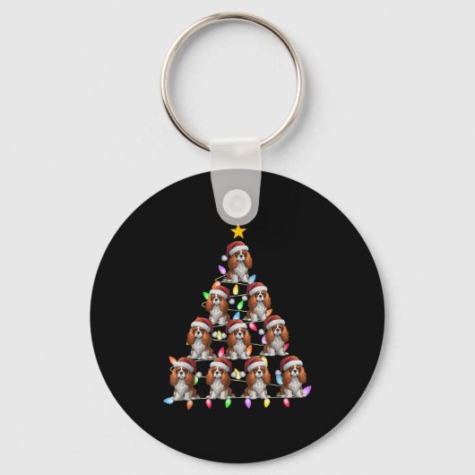 Kerstboom Licht Santa Cavalier King Charles S Sleutelhanger (Voorkant)