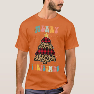 Kerstboom Licht voor Kerstmis Retro Groovy Leopard T-shirt