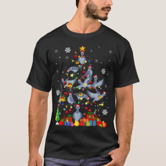 Kerstboom Lichte Santa Pigeon Bird Lover T-shirt