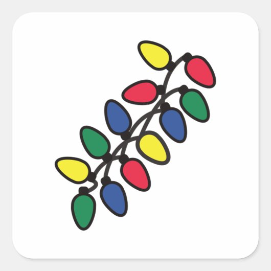 Kerstboom lichten 50 vierkante sticker (Voorkant)