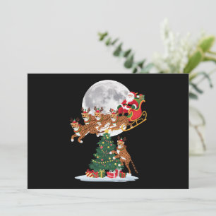 Kerstboom Lichtjes Grappige Kerstman Rid Cheetah Feestdagenkaart