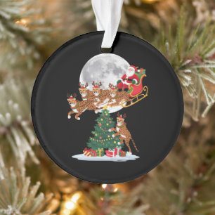 Kerstboom Lichtjes Grappige Kerstman Ridend Cheeta Ornament