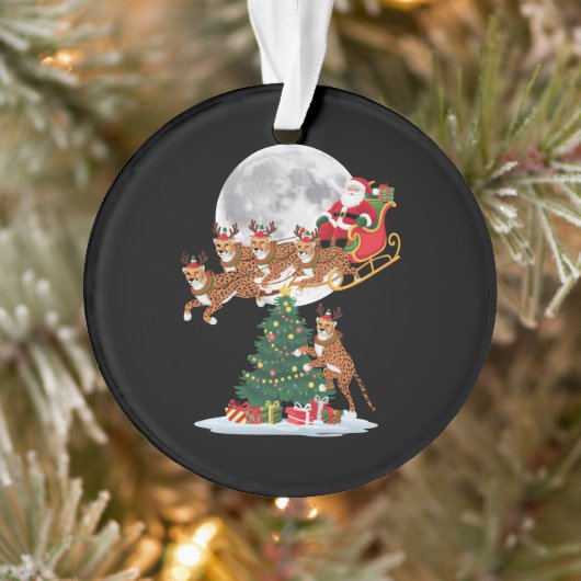 Kerstboom Lichtjes Grappige Kerstman Ridend Cheeta Ornament (Boom)