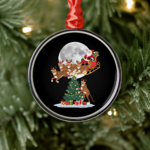 Kerstboom Lichtjes Grappige Kerstman Ridend op Che Metalen Ornament