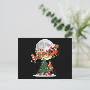 Kerstboom Lichtjes Grappige Kerstman Ridend op een Feestdagenkaart