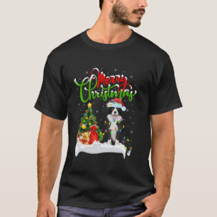 Kerstboom Lichtjes Kerstman Hoed Border Collie Hon T-shirt