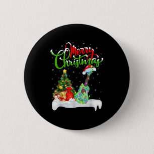 Kerstboom Lichtjes Kerstman Hoed Muziekinstrument  Ronde Button 5,7 Cm