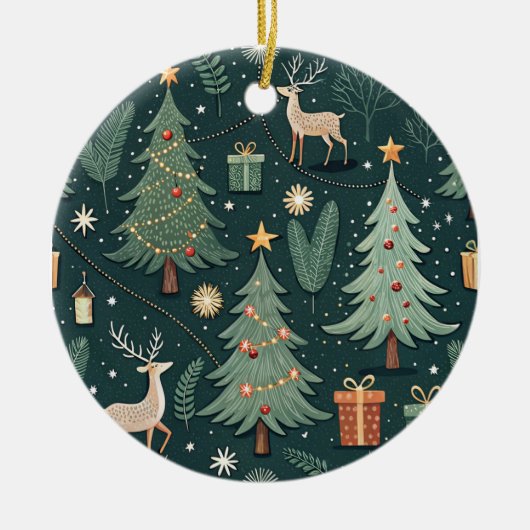 Kerstboom Lichtjes | Kerstversiering Keramisch Ornament (Voorkant)