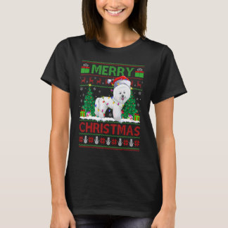 Kerstboom Lichtjes Lelijke Kerstman Bichon Frise H T-shirt