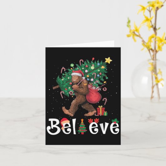 Kerstboom Lichtjes Sinterklaas Bigfoot Sasquatch B Kaart (Gele Bloem)