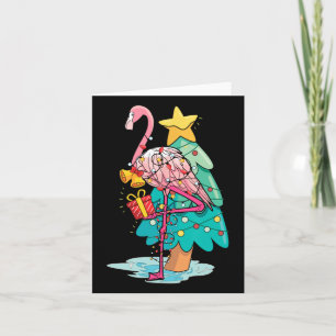 Kerstboom Lichtjes Tropische Flamingo Dier Kerstmi Kaart