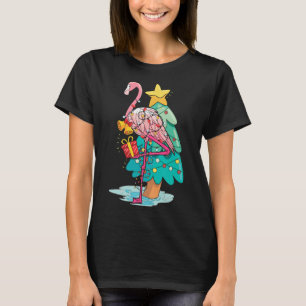 Kerstboom Lichtjes Tropische Flamingo Dier Kerstmi T-shirt