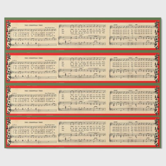 Kerstboom liedje inpakpapier (Vlak)