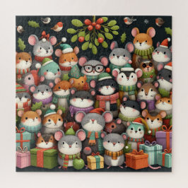 Kerstboom Lieve kleurrijke Maretak Muizen Legpuzzel