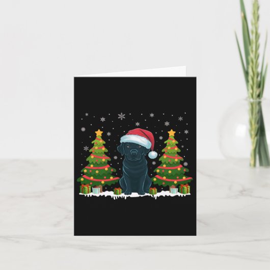 Kerstboom Lights Black Labrador Hond Kerstman Kaart (Voorkant)