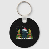 Kerstboom Lights Black Labrador Hond Kerstman Sleutelhanger (Voorkant)
