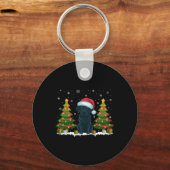 Kerstboom Lights Black Labrador Hond Kerstman Sleutelhanger (Voorkant)