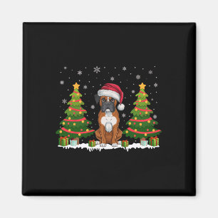 Kerstboom Lights Boxer Dog Santa Hat Christmas Swe Magneet