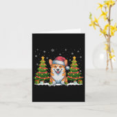 Kerstboom Lights Corgi Dog Santa Hat Christmas Swe Kaart (Gele Bloem)