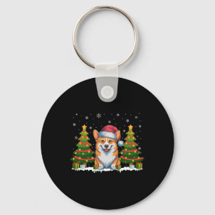 Kerstboom Lights Corgi Dog Santa Hat Christmas Swe Sleutelhanger