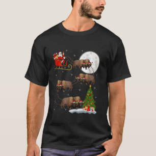 Kerstboom Lights Funny Santa Riding Bison Kerstmis T-shirt
