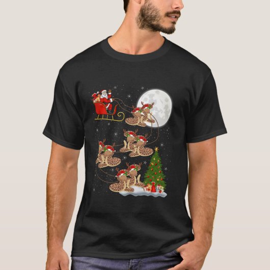 Kerstboom Lights Funny Santa Riding Snake Kerstmis T-shirt (Voorkant)