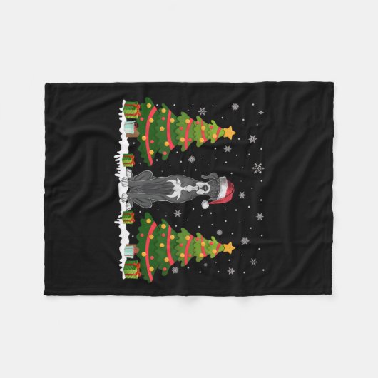 Kerstboom Lights Great Dane Dog Santa Hat Kerstmis Fleece Deken (Voorkant (Horizontaal))