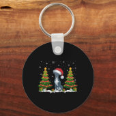 Kerstboom Lights Greyhound Dog Santa Hat Kerstmis Sleutelhanger (Voorkant)