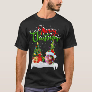 Kerstboom Lights Santa Hat Plantaardige Ui Kerstmi T-shirt