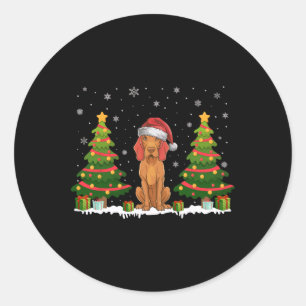 Kerstboom Lights Vizsla Dog Santa Hat Christmas Sw Ronde Sticker