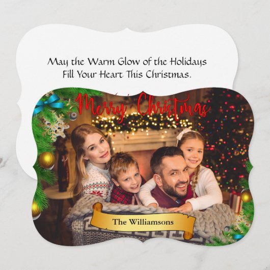 Kerstboom - Lijst met gouden Fancy sierfoto Feestdagenkaart (Voorkant / Achterkant)