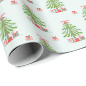 Kerstboom (Lt. blauw) inpakpapier (Rol Hoek)