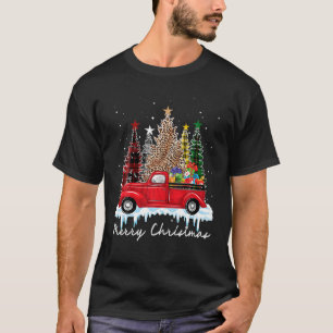 Kerstboom Luipaard Geruit Rood Groen Truck T-shirt