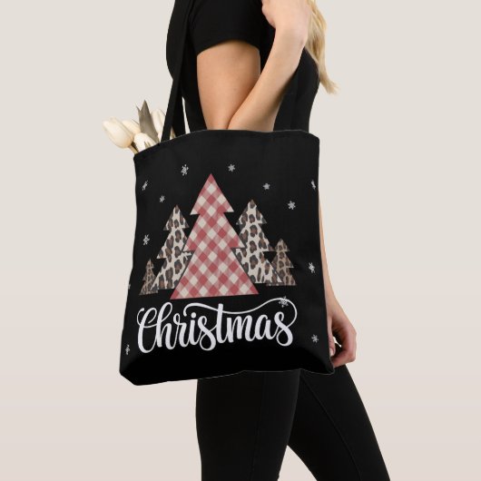 Kerstboom Luipaard Grappig Kerstmis Vakantie Tote Bag (Dichtbij)