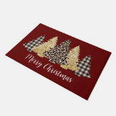 Kerstboom Luipaardprint Buffalo Plaid Glitter Deurmat (Schuin)